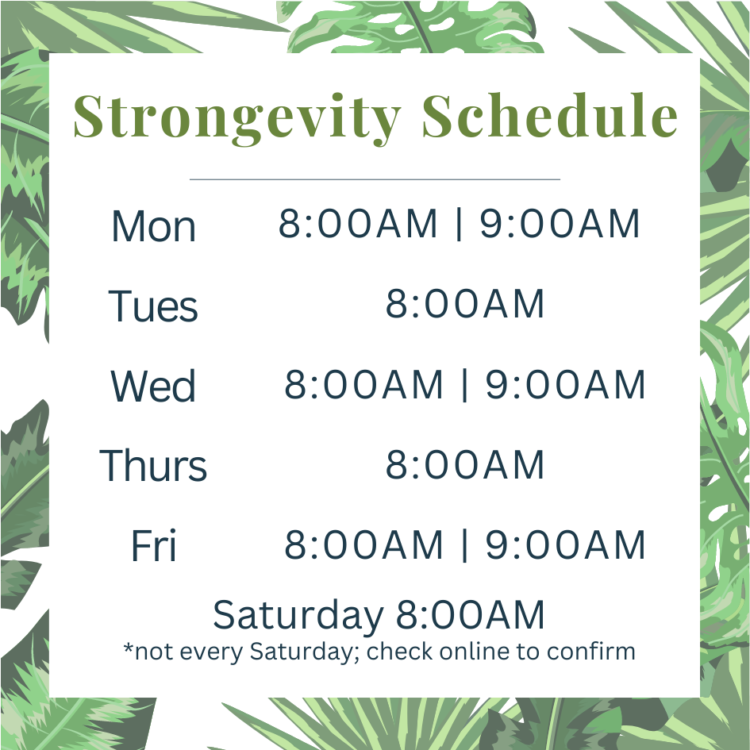 Shine Strong fitness group training schedule